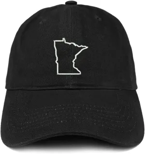 Trendy Apparel Shop Minnesota State Outline Embroidered Soft Cotton Dad Hat