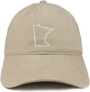 Trendy Apparel Shop Minnesota State Outline Embroidered Soft Cotton Dad Hat