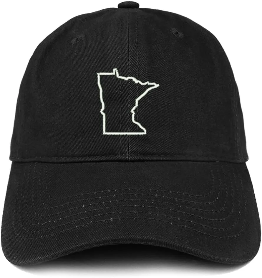 Trendy Apparel Shop Minnesota State Outline Embroidered Soft Cotton Dad Hat