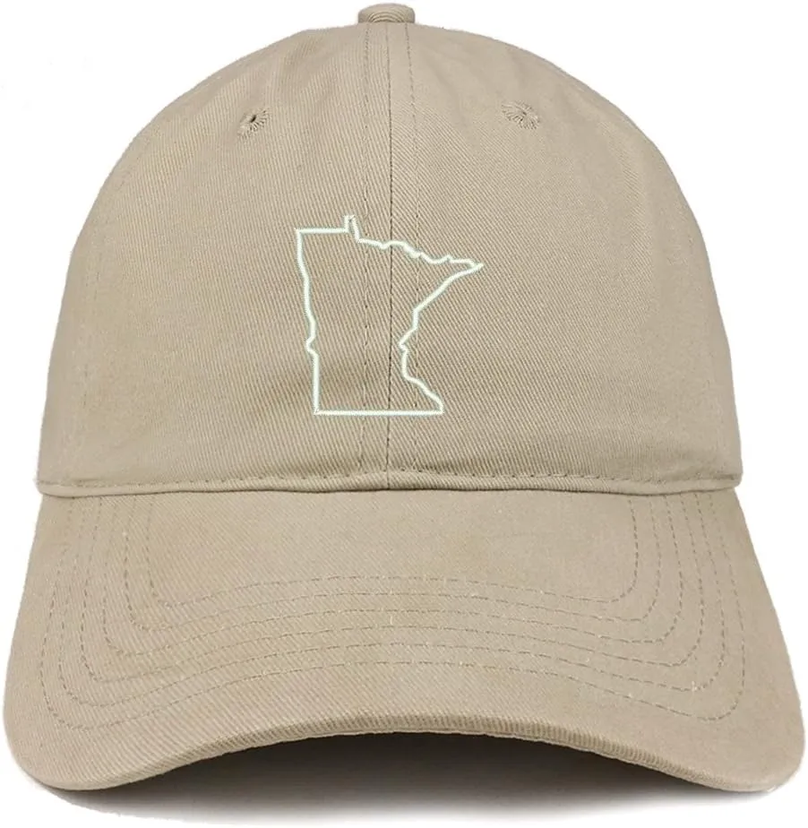 Trendy Apparel Shop Minnesota State Outline Embroidered Soft Cotton Dad Hat