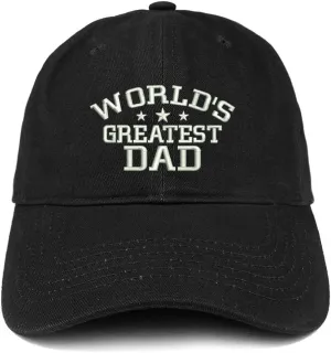 Trendy Apparel Shop World's Greatest Dad Embroidered Soft Crown 100% Brushed Cotton Cap