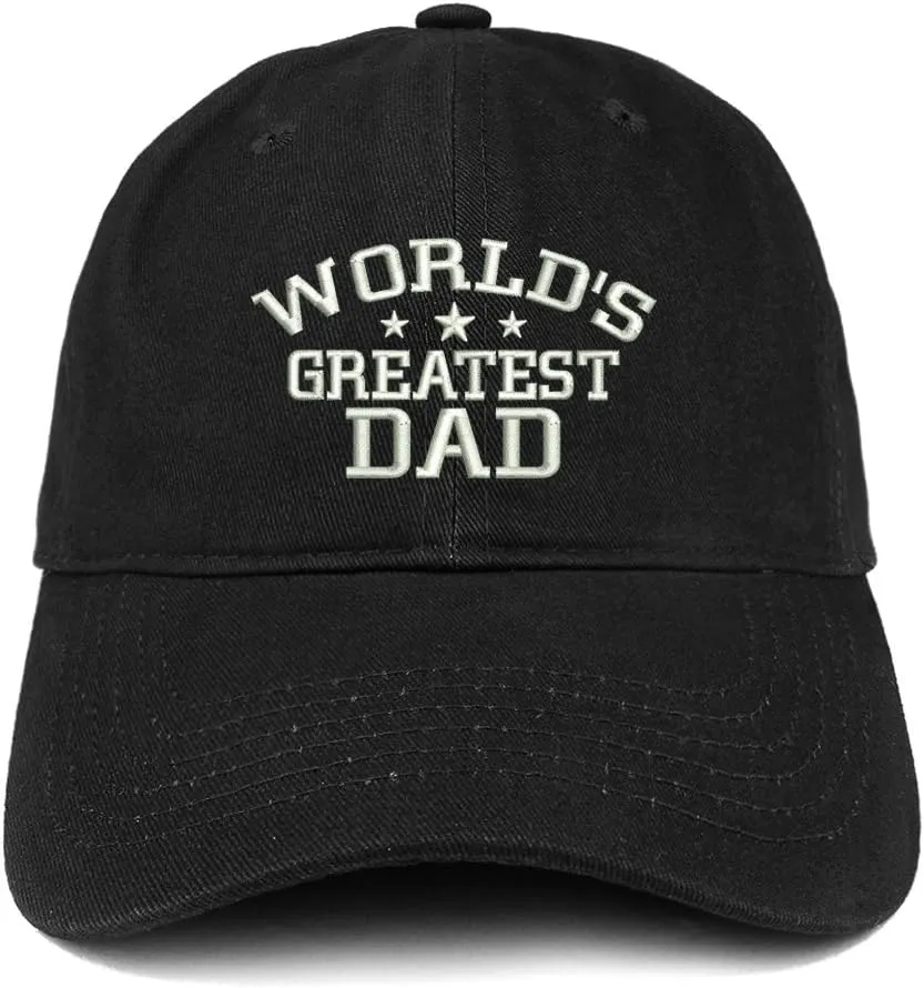 Trendy Apparel Shop World's Greatest Dad Embroidered Soft Crown 100% Brushed Cotton Cap