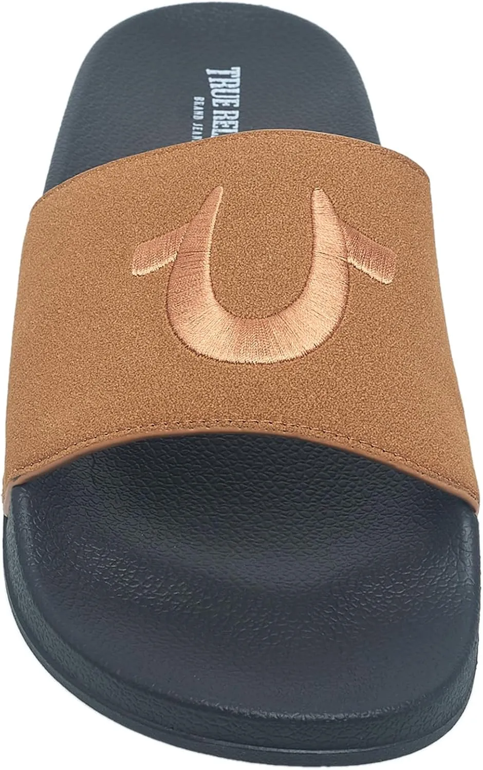 True Religion Men’s Logo Slide Sandals – Cushioned Comfort with Bold Horseshoe Strap