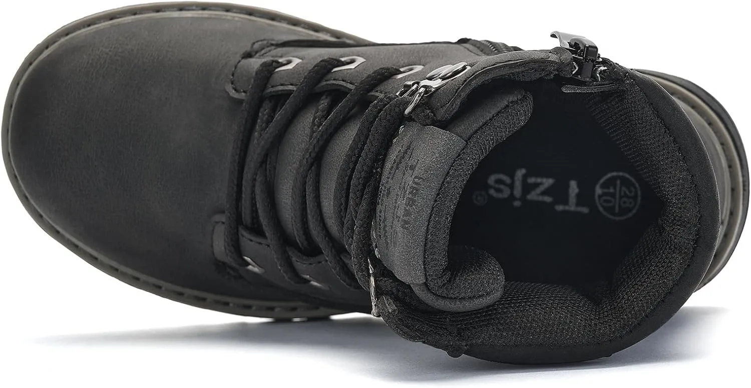 TZJS Girls Boys Toddler Boots Kids Unisex Lace Up Hiking Work Boots Girl Water Resistant Ankle Boot Boy Sizes 7-13 Outdoor Autumn Shoes for Toddler/Little Kid