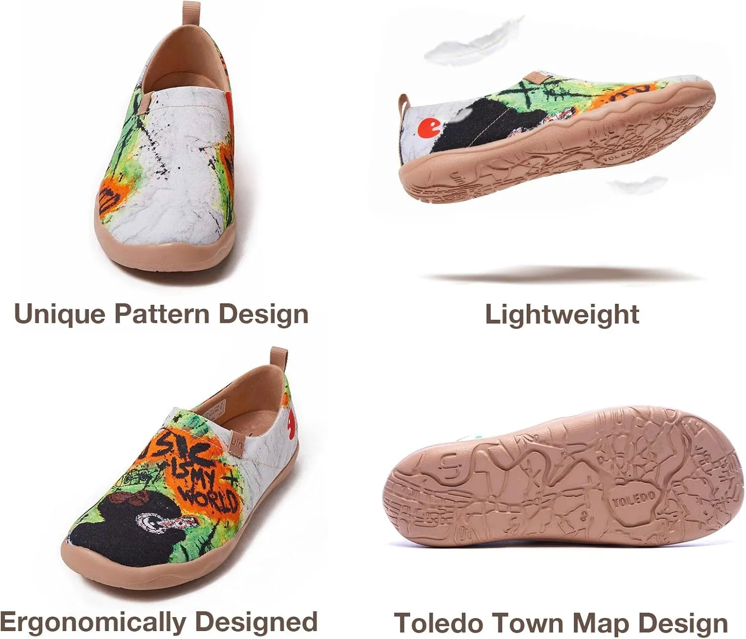 UIN Men's Walking Travel Shoes Slip On Canvas Casual Loafers Lightweight Comfort Fashion Sneaker Starfish Wish