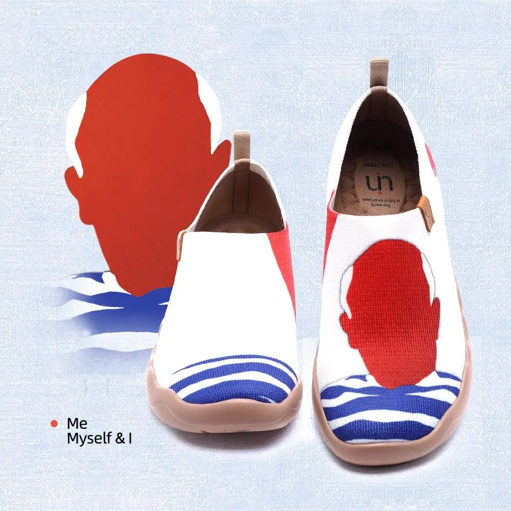 UIN Women's Slip On Sneakers Casual Loafers Knitted Art Painted Comfort Soft Walking Shoes