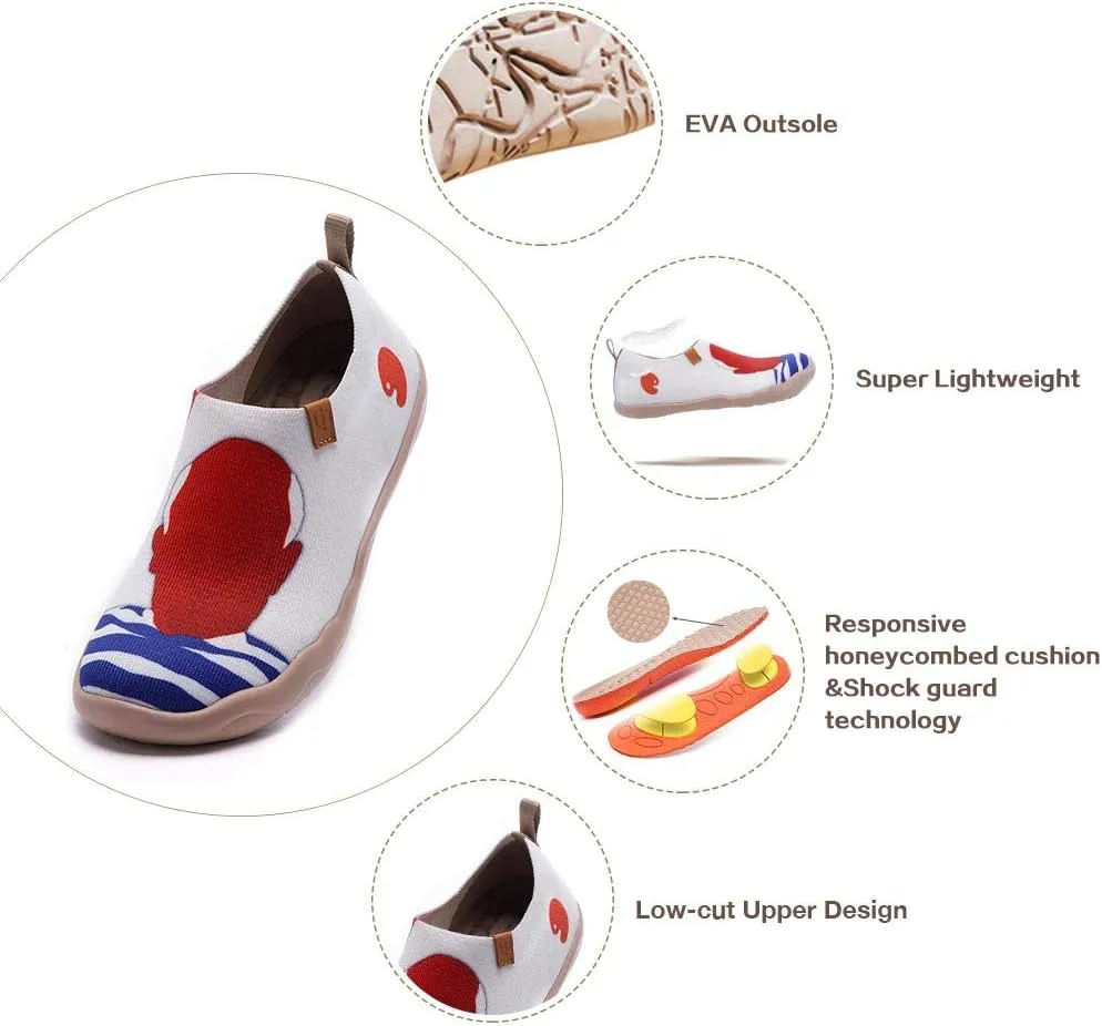 UIN Women's Slip On Sneakers Casual Loafers Knitted Art Painted Comfort Soft Walking Shoes