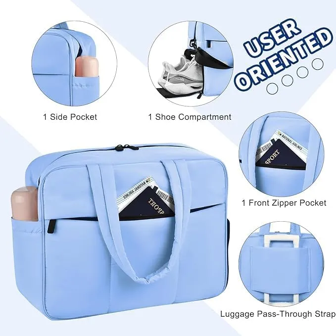 Unisex Quilted Puffer Crossbody Bag, Lightweight Travel Bag with Shoe Compartment, Water Resistant
