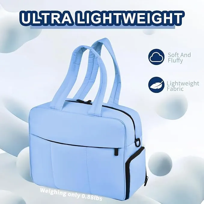 Unisex Quilted Puffer Crossbody Bag, Lightweight Travel Bag with Shoe Compartment, Water Resistant