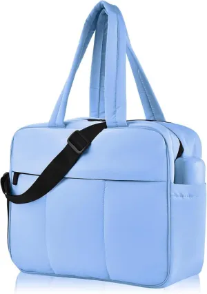 Unisex Quilted Puffer Crossbody Bag, Lightweight Travel Bag with Shoe Compartment, Water Resistant