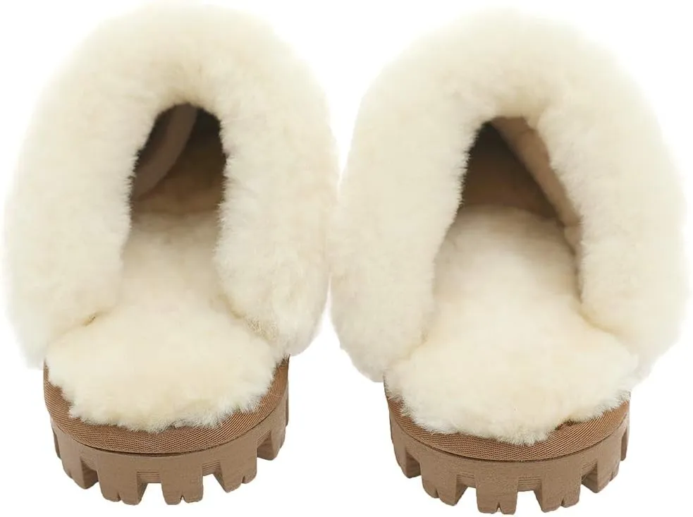 Unisex Sheepskin Wool Fur Leather Women's Slippers hanada Slide