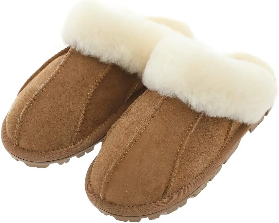 Unisex Sheepskin Wool Fur Leather Women's Slippers hanada Slide