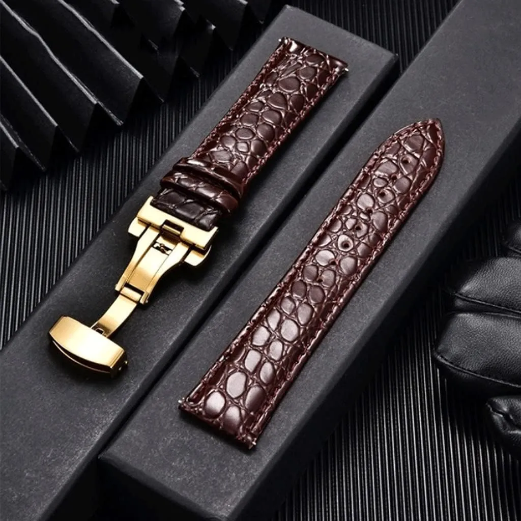 Universal Soft Wrist Belt Bracelet Comfortable Genuine Leather Watch Strap 16/18/20/22mm Watch Buckle Band   Tool(White-Patch Five-Pointed star4,24mm)