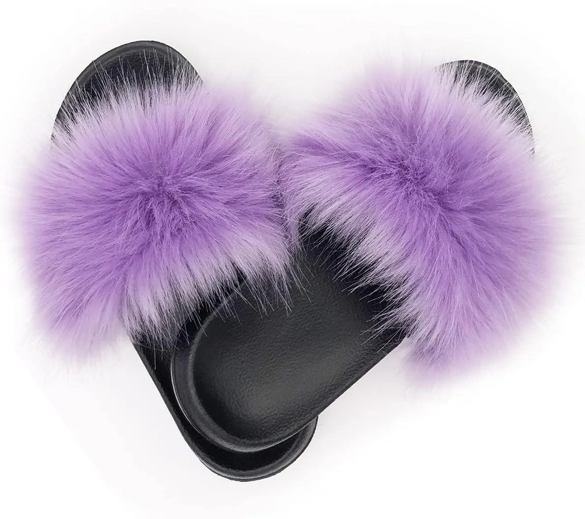 Unpafcxddyig Women's Fur Slide Slipper Open Toe Sandal with Soft Furry Faux Fox Fur House Outdoor Slippers