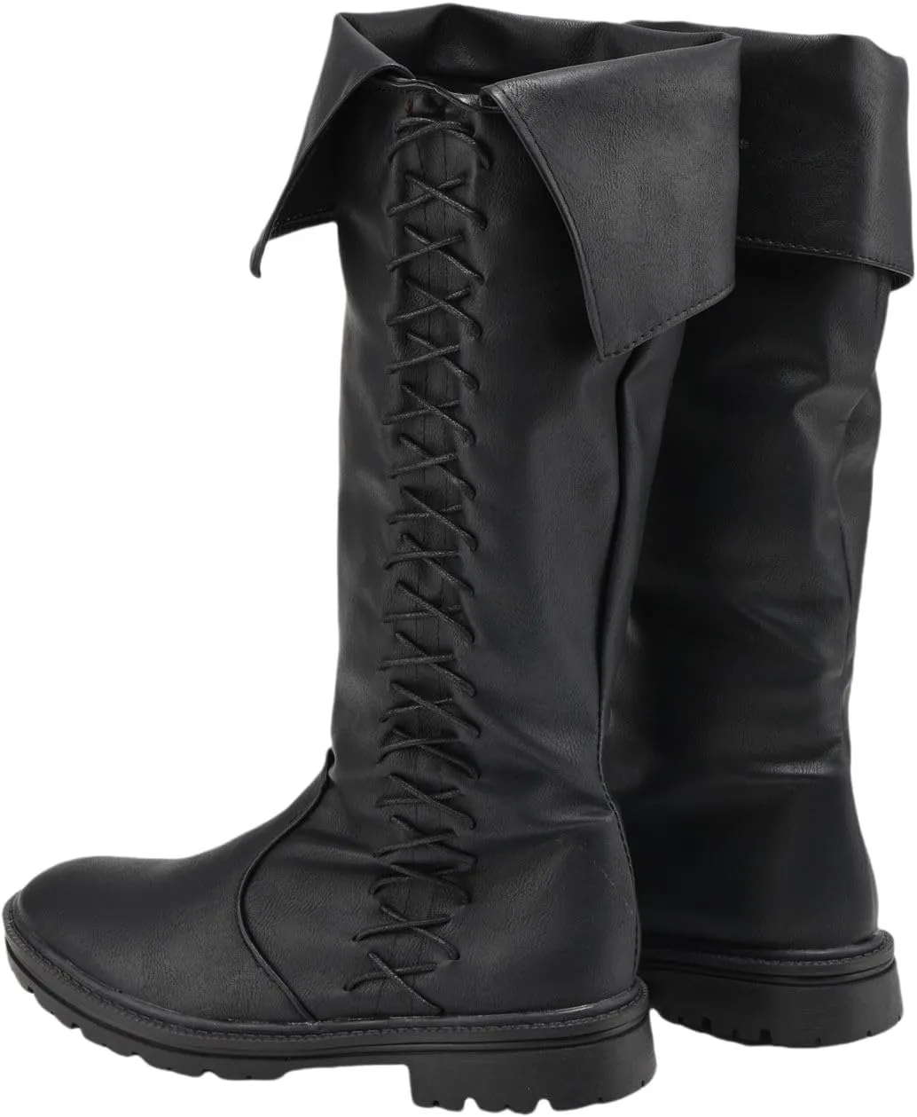 Unsex Retro Medieval Renaissance Pull On Boots Mid Calf Gothic Boots Halloween Cosplay Cuff Shoes