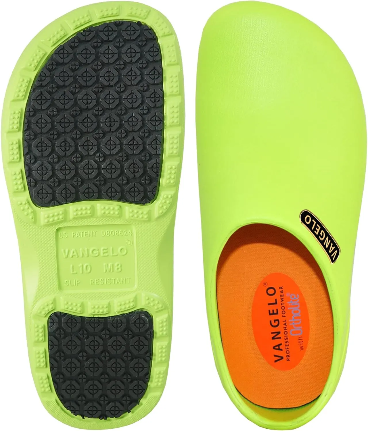 VANGELO Professional Slip Resistant Clog Waterproof Women Work Nurse Shoe Chef Shoe Carlisle Black Lime White Multicolor