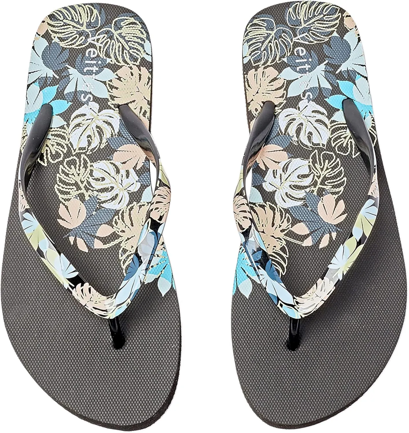 Veittes Women's Flip Flops Sandals, Soft Beach Pool Colorful Pattern Printing Slide Shoes.
