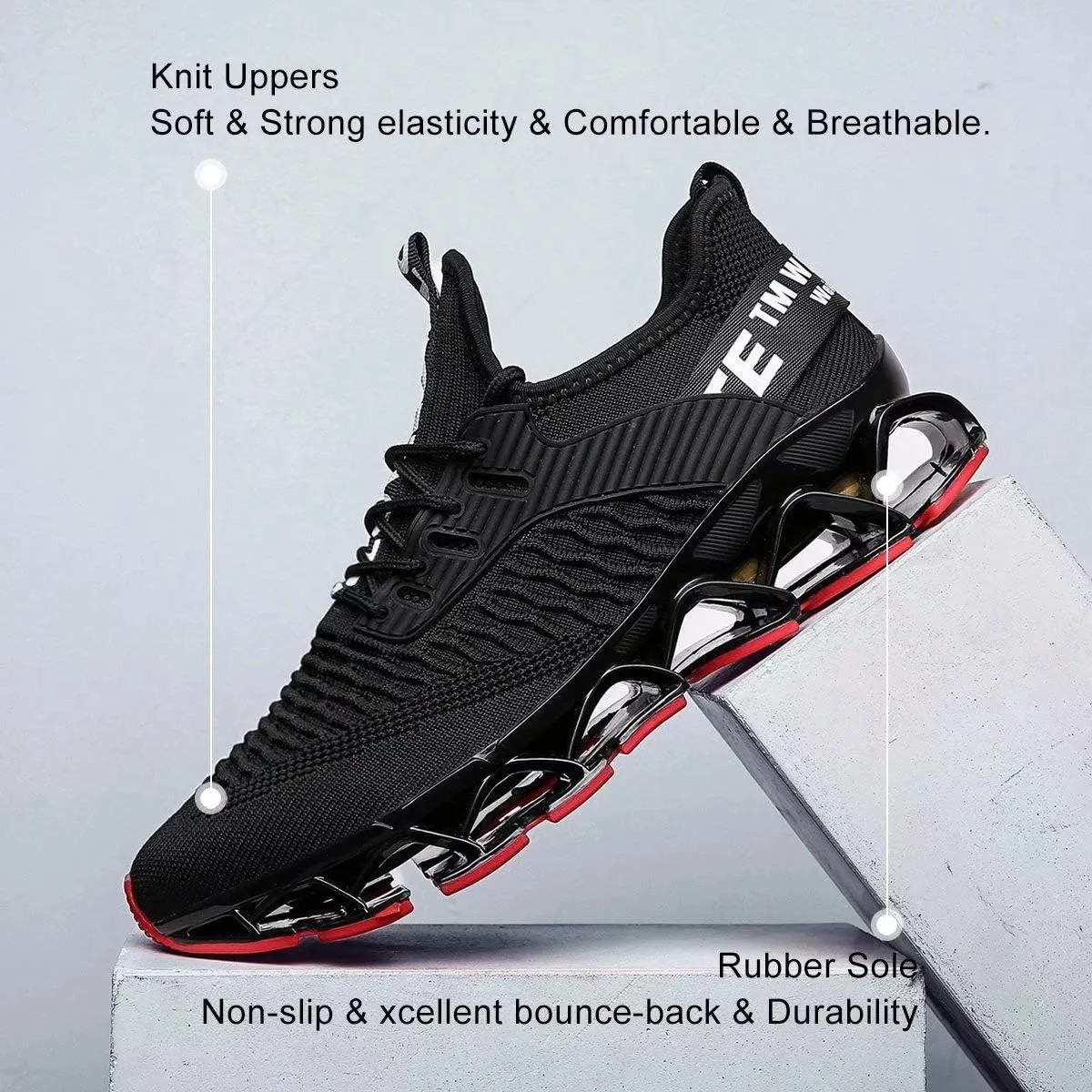 Vooncosir Men's Fashion Sneakers Breathable Mesh Running Shoes Blade Non Slip Soft Sole Casual Athletic Walking Shoes