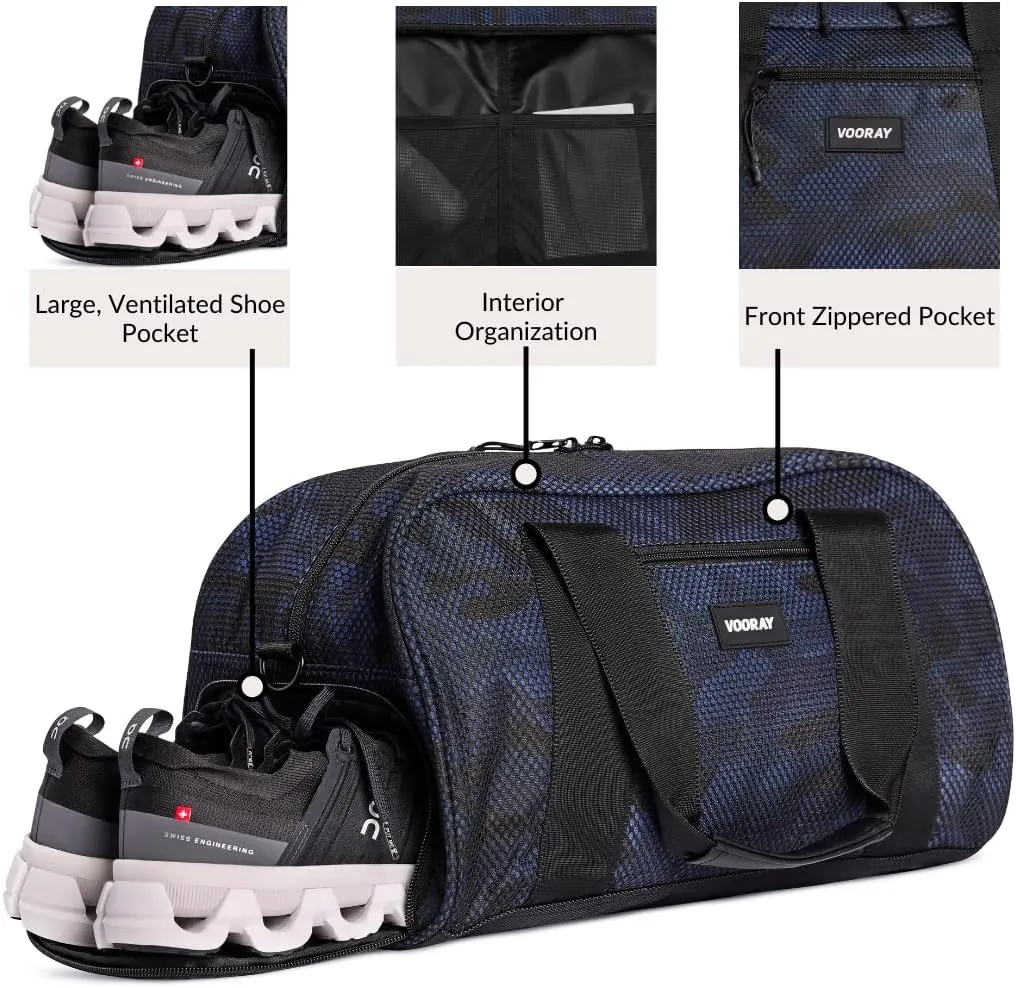 Vooray Burner Gym Duffel Bag, Gym Bag for Women and Men with Shoe Compartment, Weekender, Overnight & Travel Duffel for Sports and Workout