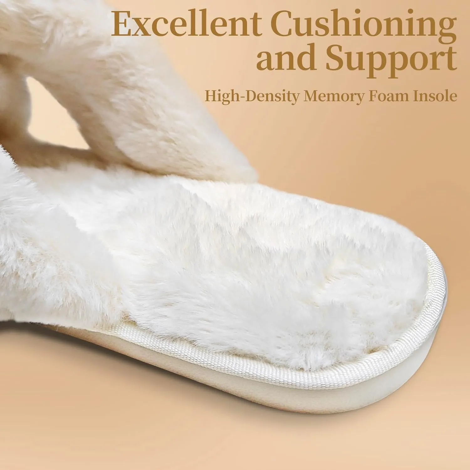 VOPHIA Bride Fuzzy Slippers - Cross Band Soft Wedding Slippers for Bridal Shower