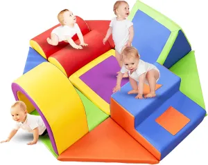 wanan Climbing Toys for Toddlers, 11pcs Toddler Climbing Toys Indoor for Climb,Crawl and Slide, Soft Play Foam Climbing Blocks for Toddlers for Nursery, Living Room, Children's Room (11pcs)