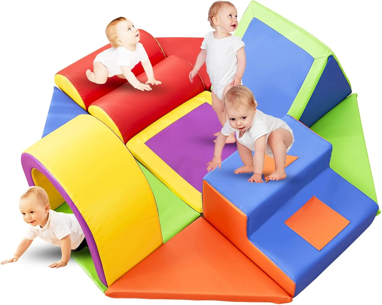 wanan Climbing Toys for Toddlers, 11pcs Toddler Climbing Toys Indoor for Climb,Crawl and Slide, Soft Play Foam Climbing Blocks for Toddlers for Nursery, Living Room, Children's Room (11pcs)