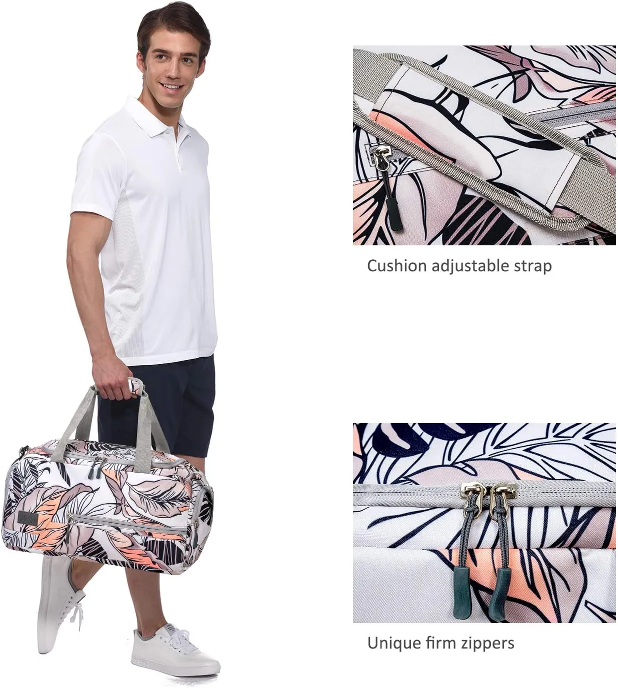 Water Resistant Sports Gym Travel Weekender Duffel Bag with Shoe Compartment
