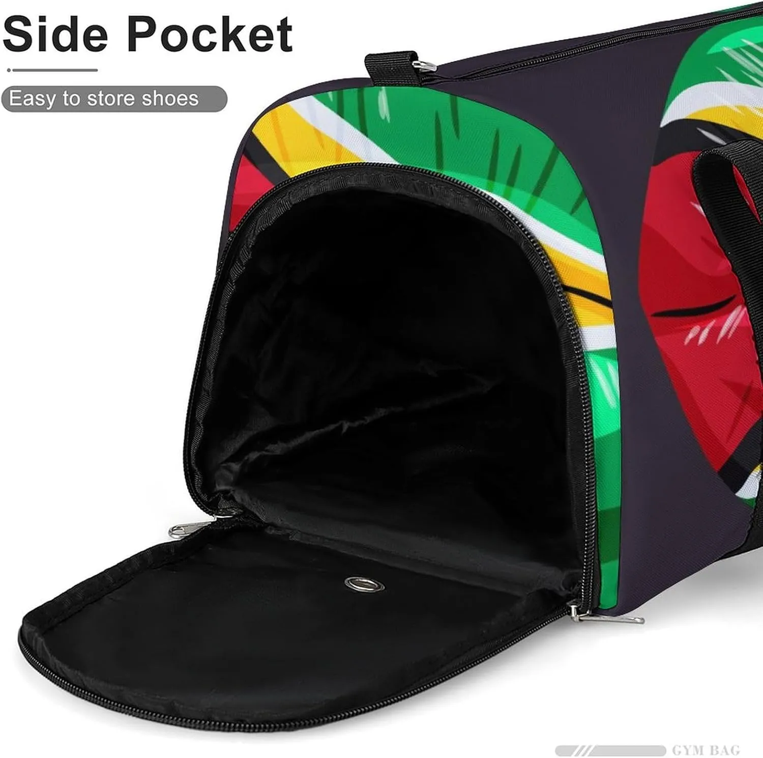 Waterproof Guyana Flag Lips Duffel Bag with Shoe Compartment Lightweight Travel Gym Bag