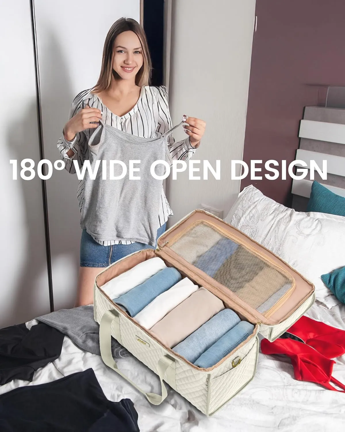 Weekender Travel Duffle Bag for Women: Overnight Bags with Shoe Compartment Carry on Bags for Airplanes with Toiletry Bag Weekend Yoga Gym Bag with Wet Pocket Beige