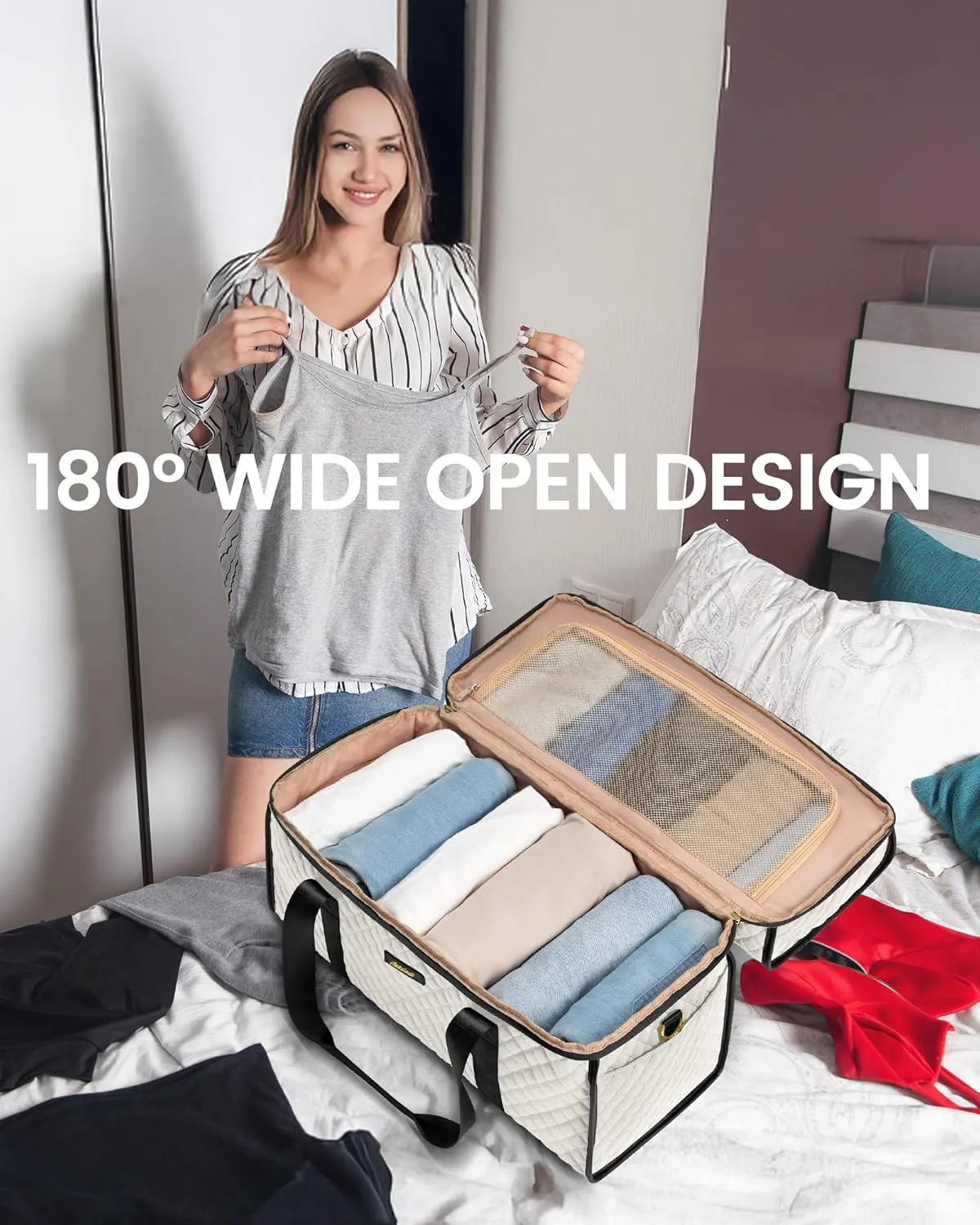 Weekender Travel Duffle Bag for Women: Overnight Bags with Shoe Compartment Carry on Bags for Airplanes with Toiletry Bag Weekend Yoga Gym Bag with Wet Pocket Beige