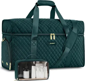 Weekender Travel Duffle Bag for Women: Overnight Bags with Shoe Compartment Carry on Bags for Airplanes with Toiletry Bag Weekend Yoga Gym Bag with Wet Pocket Green