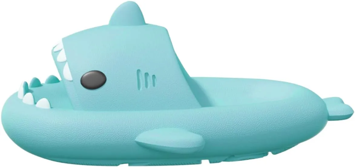 welltree Shark Slides for Women and Men Novelty Pillow Slippers Open Toe Shark Sandals Cushioned Cloud Slides