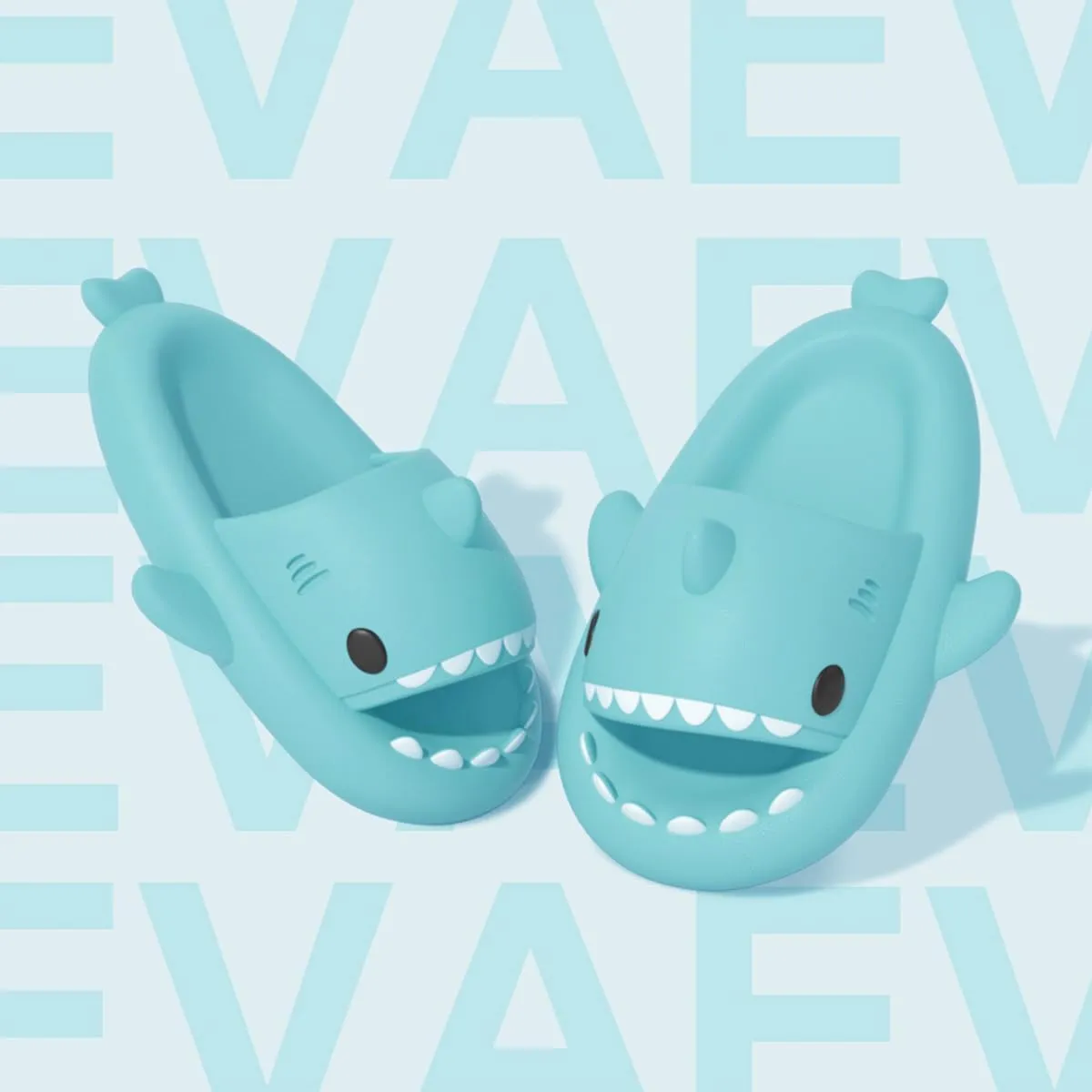 welltree Shark Slides for Women and Men Novelty Pillow Slippers Open Toe Shark Sandals Cushioned Cloud Slides