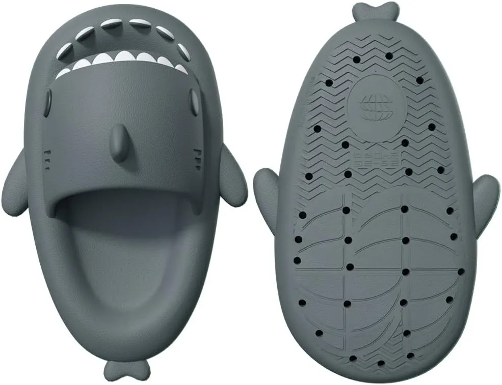 welltree Shark Slides for Women and Men Novelty Pillow Slippers Open Toe Shark Sandals Cushioned Cloud Slides