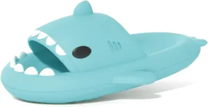 welltree Shark Slides for Women and Men Novelty Pillow Slippers Open Toe Shark Sandals Cushioned Cloud Slides