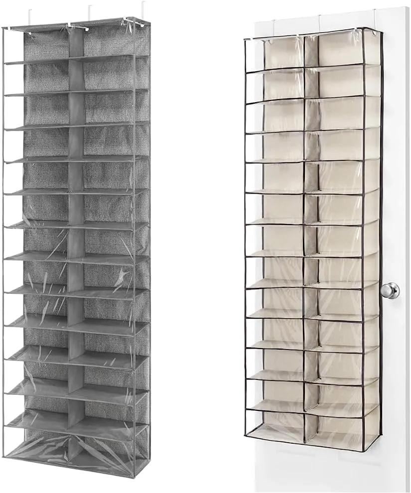 Whitmor Over The Door Shoe Shelves - 26 Sections - Crosshatch Gray Over the Door Shoe Shelves