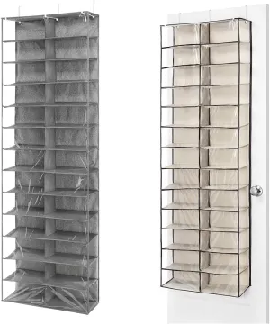Whitmor Over The Door Shoe Shelves - 26 Sections - Crosshatch Gray Over the Door Shoe Shelves