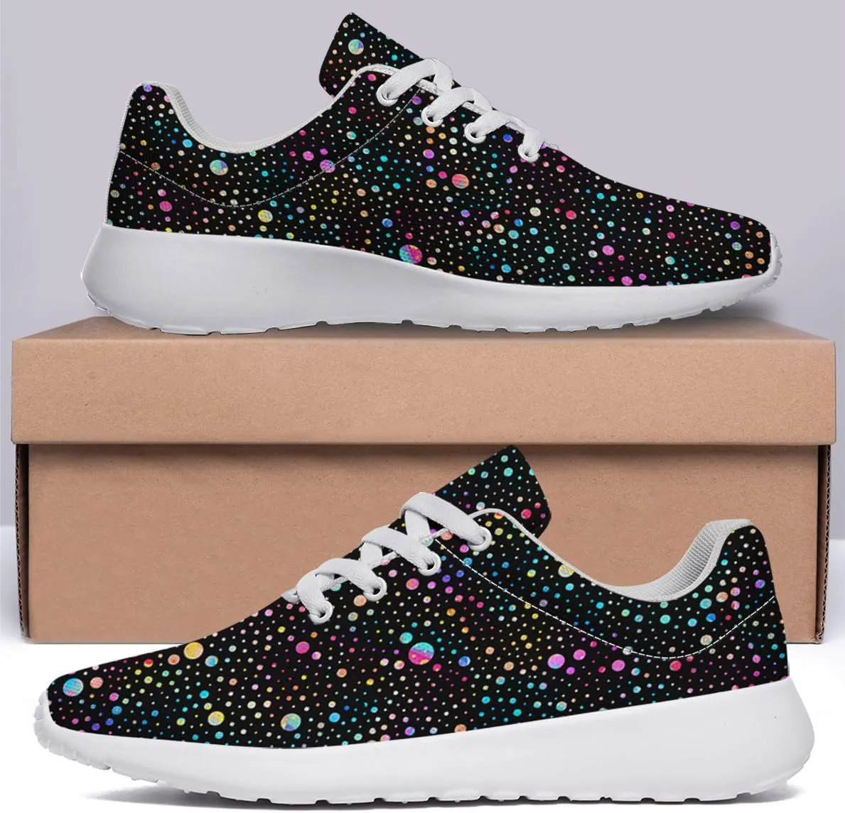 Women Men Colored Space Dots Shoes Personalited 3D Print Running Shoes Athletic Tennis Sneakers