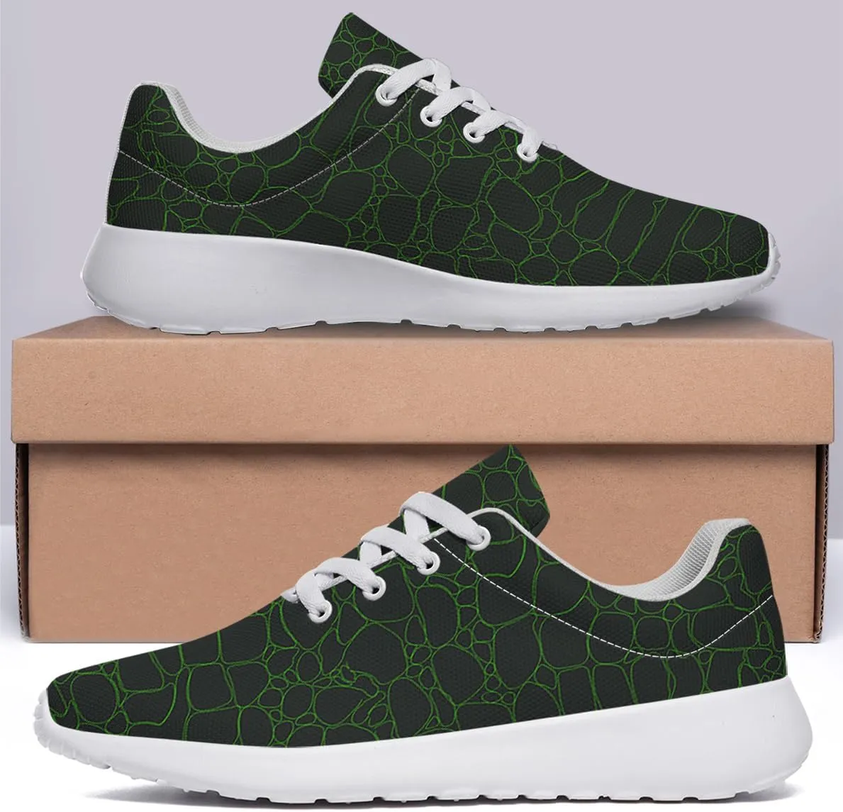 Women Men Crocodile Skin Shoes Personalited 3D Print Running Shoes Athletic Tennis Sneakers