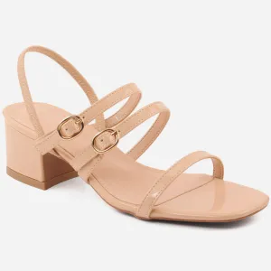 Women "VIDA" Block Heel Double Metal Strap Sandals