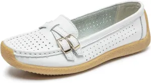 Women's Comfort Leather Loafers Casual Wild Driving Flats Anti-Collision Moccasins Soft Daily Walking Shoes