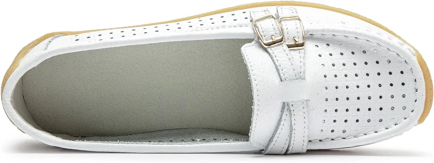 Women's Comfort Leather Loafers Casual Wild Driving Flats Anti-Collision Moccasins Soft Daily Walking Shoes