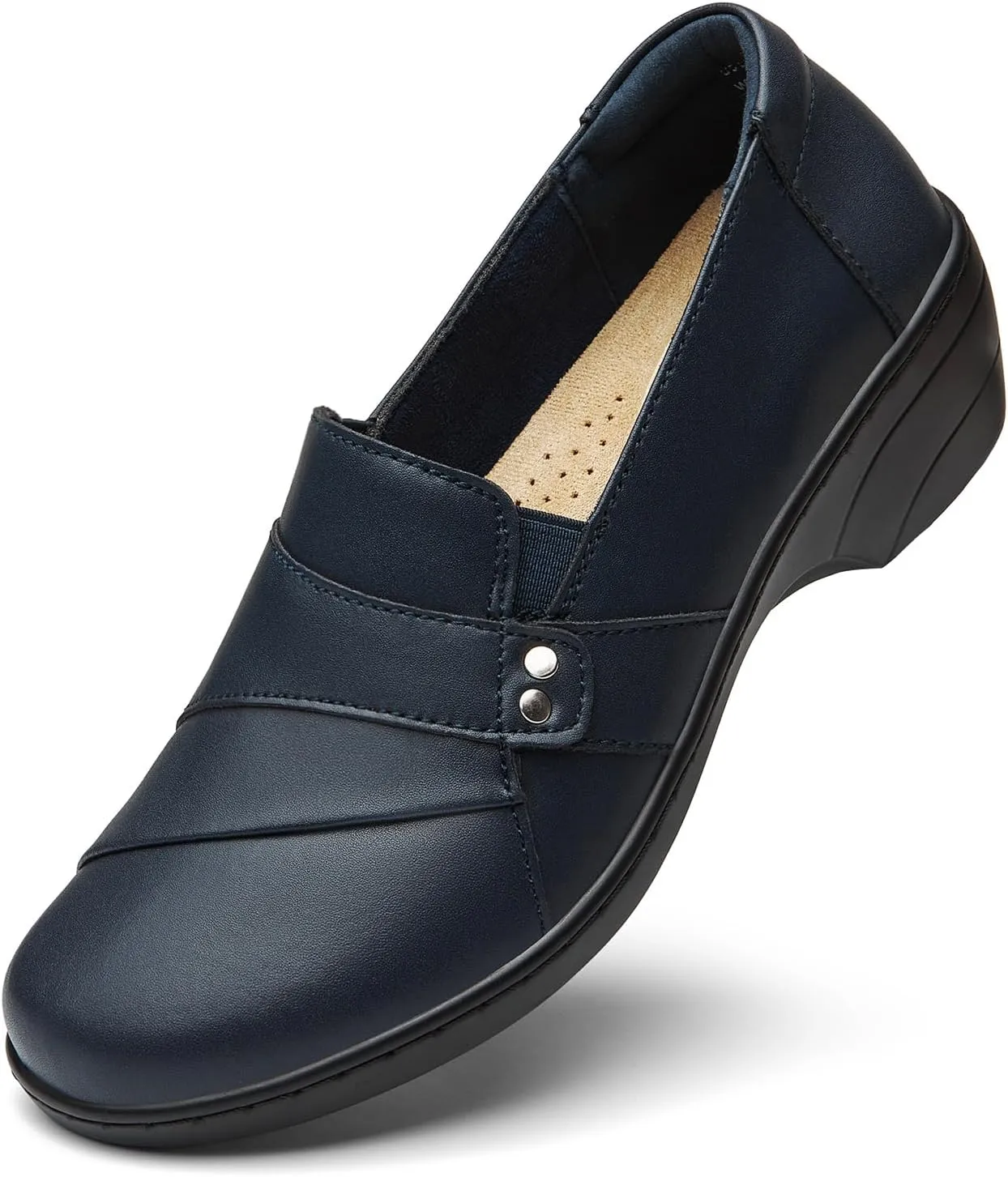 Women's Comfortable & Lightweight Leather Loafers Slip-Ons Stylish Business Casual Dress Shoes Work Office Everyday Walking Shoes for Women