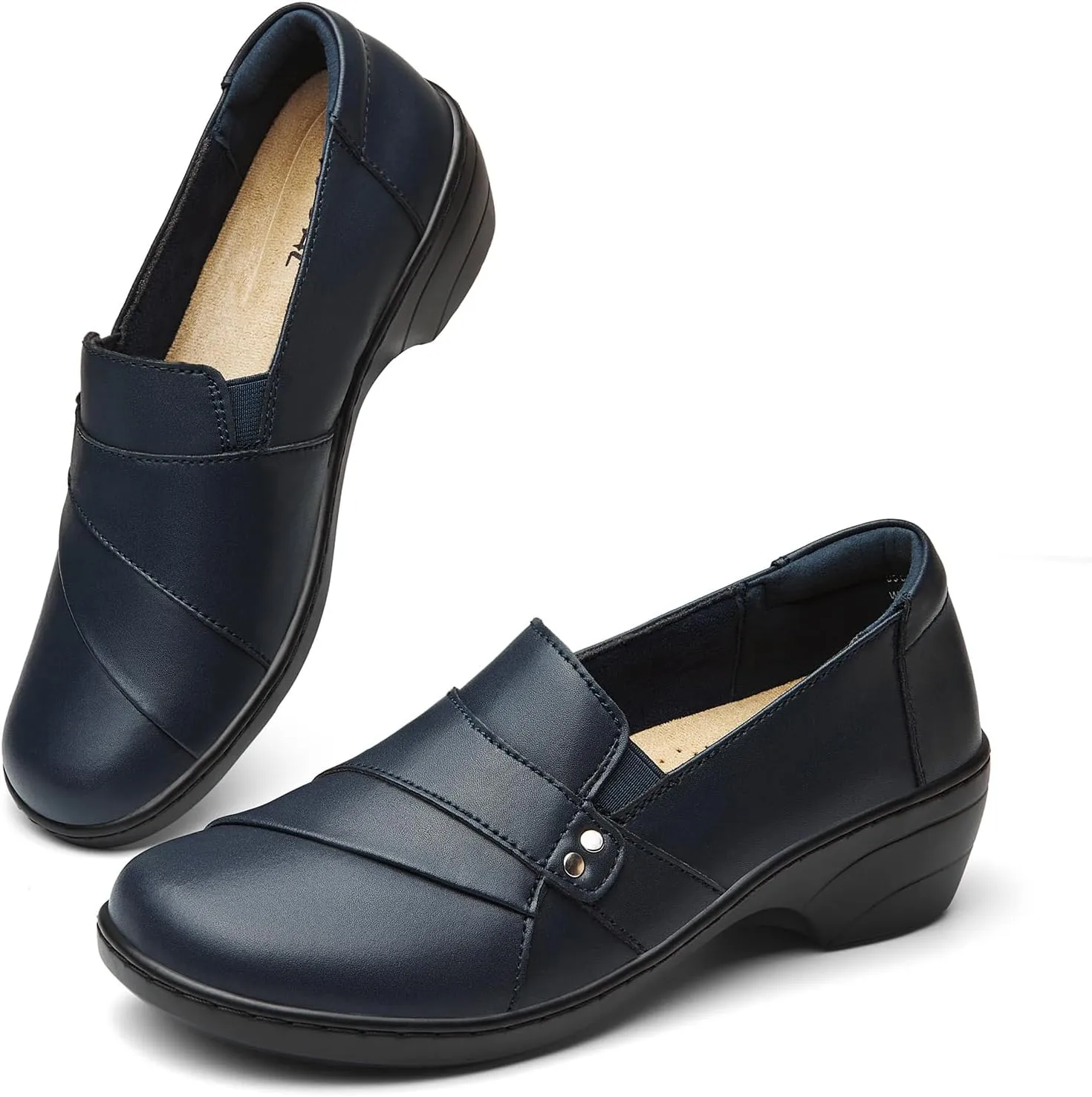 Women's Comfortable & Lightweight Leather Loafers Slip-Ons Stylish Business Casual Dress Shoes Work Office Everyday Walking Shoes for Women