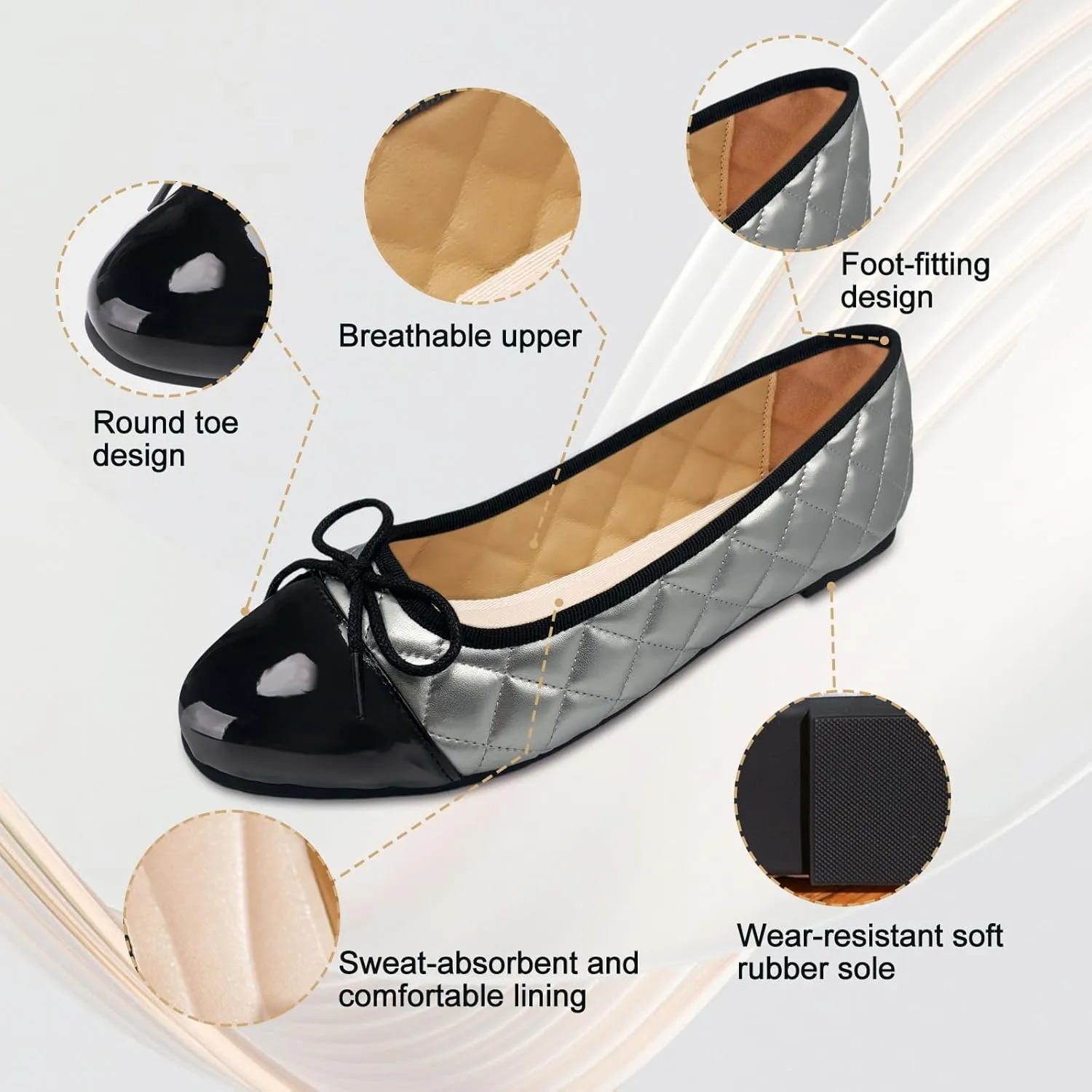 Women’s Flats Comfortable Dressy Ballet Flats Shoes for Casual Bow Formal Flats Loafers for Women