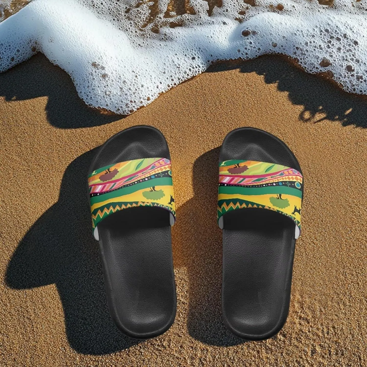 Women's Floral Printed Beach Sandals Non-Slip Soft Comfort Slide Sandals Cartoon Animal House Slippers Filp-Flops for Ladies Girls Gift for Wife Daughters Sisters Size 5-10