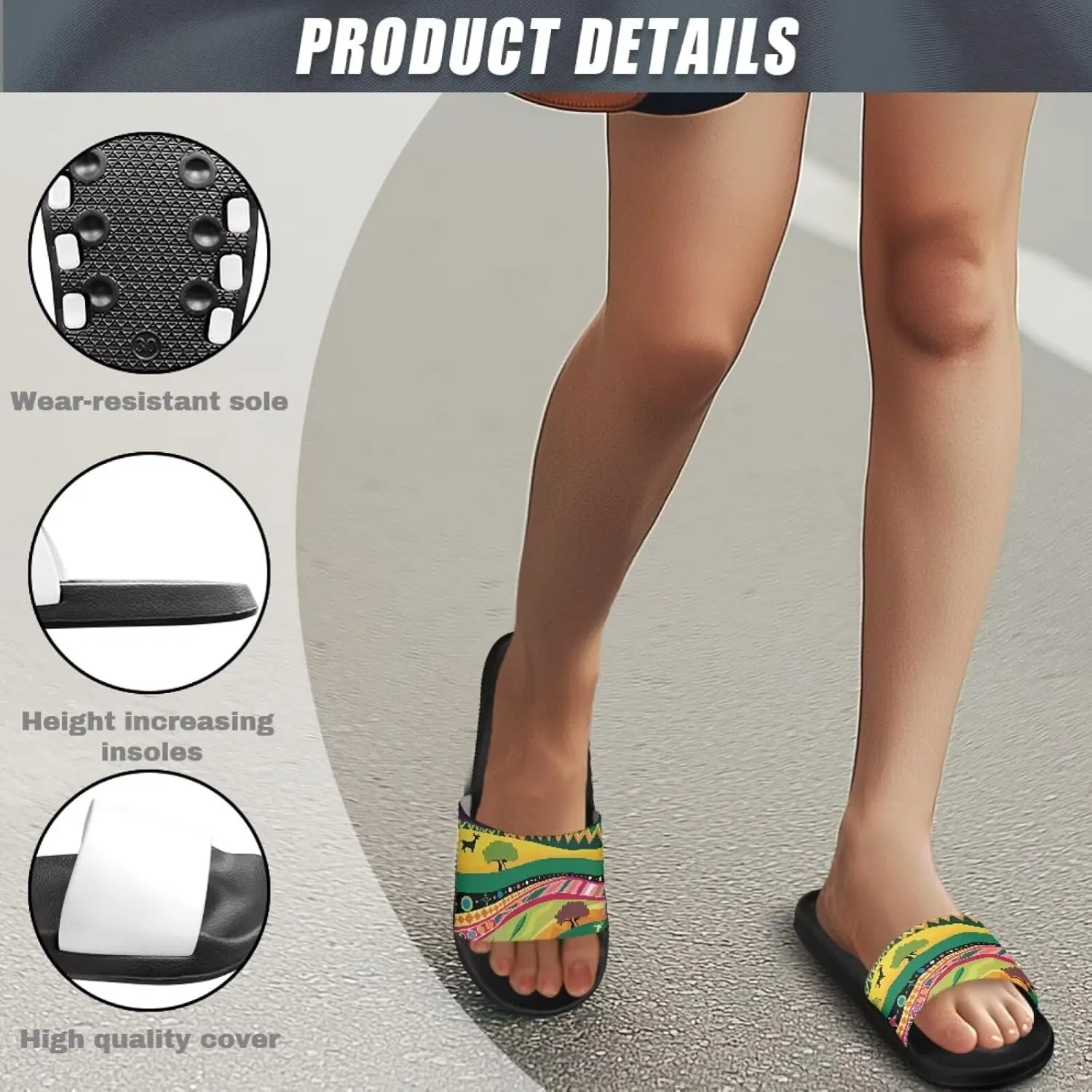 Women's Floral Printed Beach Sandals Non-Slip Soft Comfort Slide Sandals Cartoon Animal House Slippers Filp-Flops for Ladies Girls Gift for Wife Daughters Sisters Size 5-10