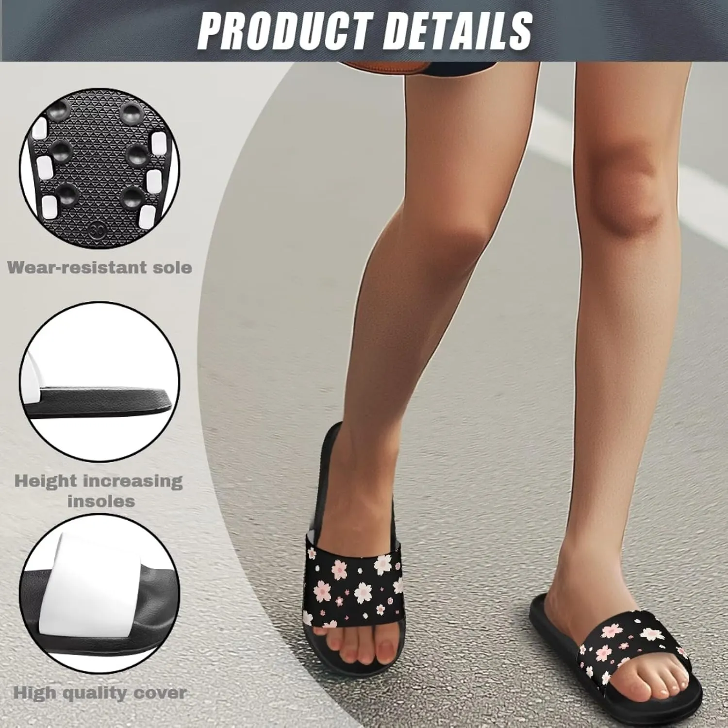 Women's Floral Printed Beach Sandals Non-Slip Soft Comfort Slide Sandals Cartoon Animal House Slippers Filp-Flops for Ladies Girls Gift for Wife Daughters Sisters Size 5-10