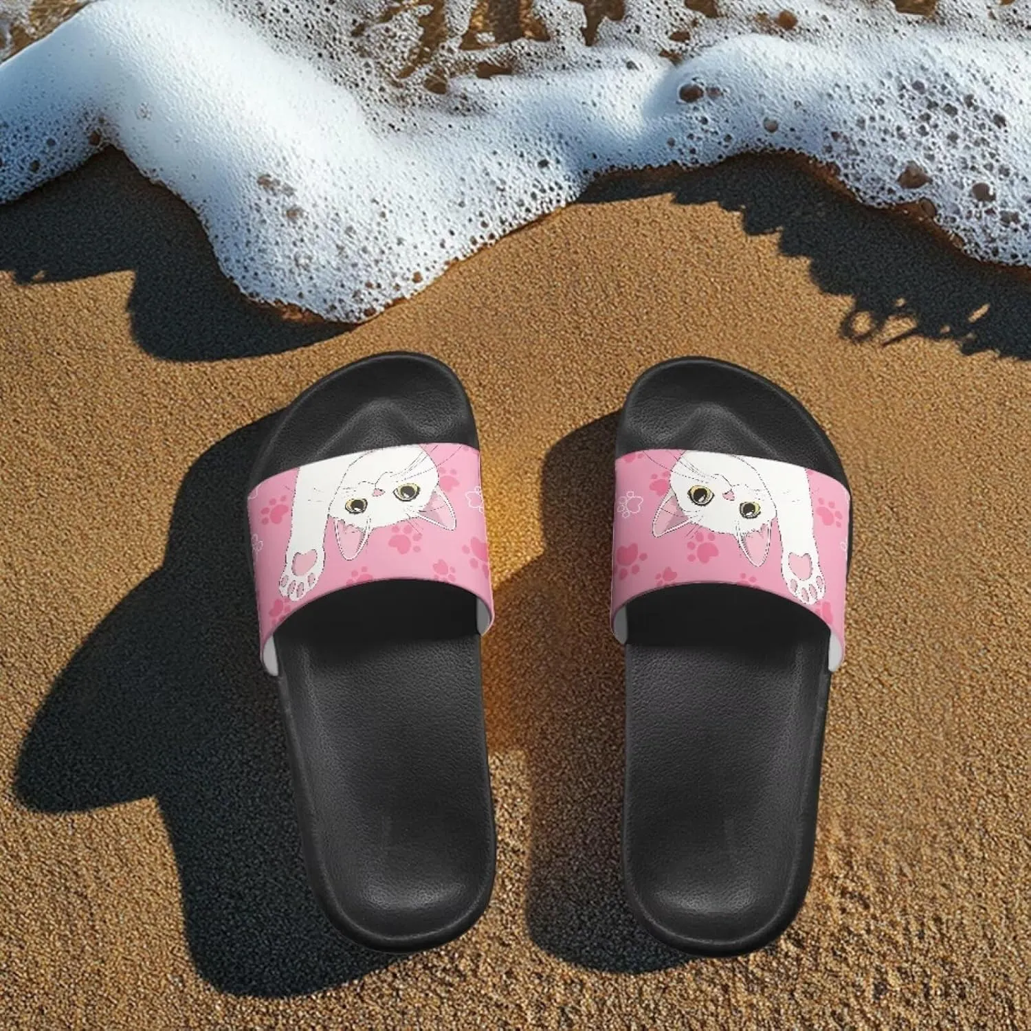 Women's Floral Printed Beach Sandals Non-Slip Soft Comfort Slide Sandals Cartoon Animal House Slippers Filp-Flops for Ladies Girls Gift for Wife Daughters Sisters Size 5-10
