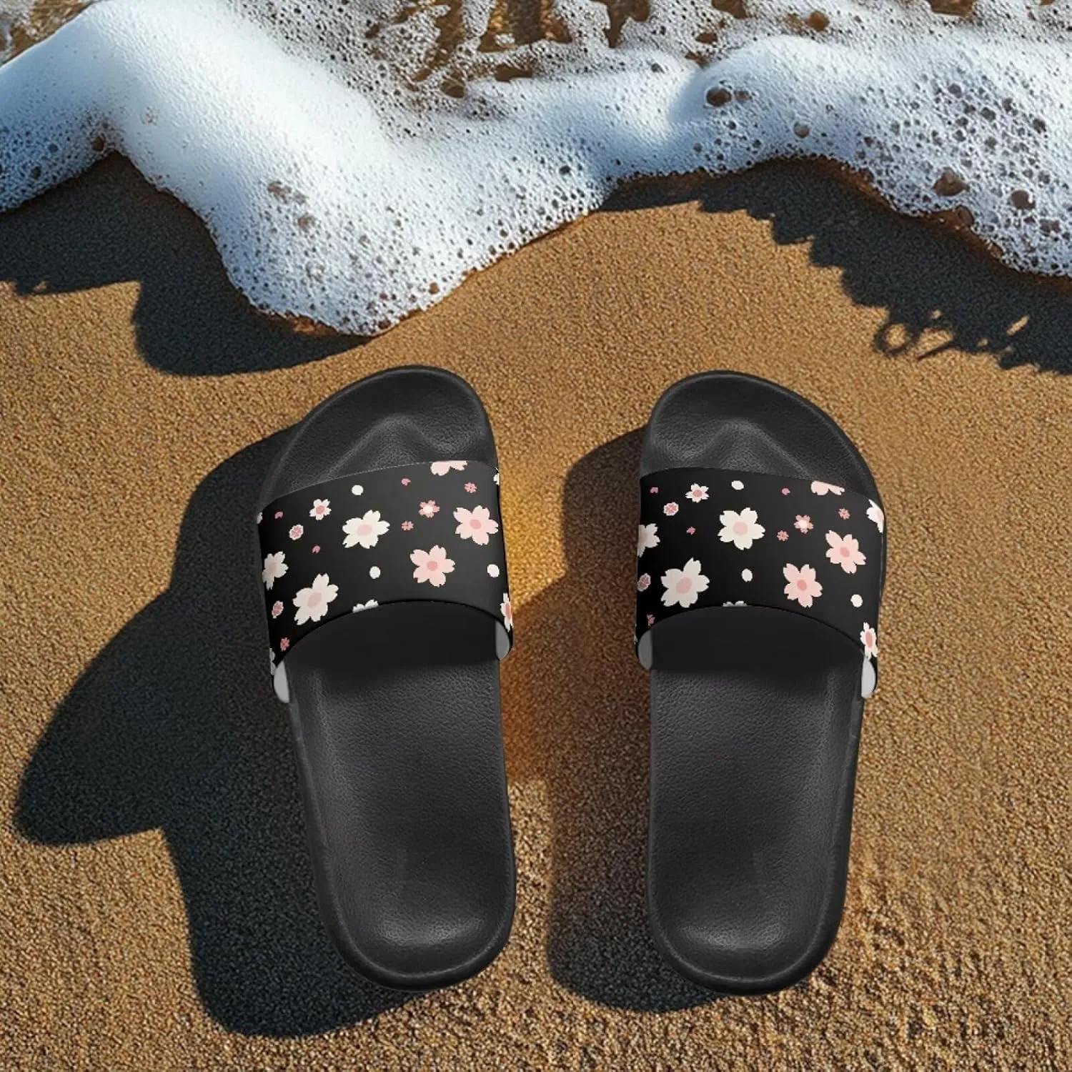 Women's Floral Printed Beach Sandals Non-Slip Soft Comfort Slide Sandals Cartoon Animal House Slippers Filp-Flops for Ladies Girls Gift for Wife Daughters Sisters Size 5-10